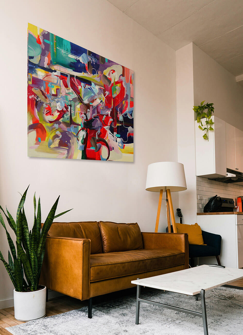 Modern Life – abstraktes Gemälde Pink Gold, Acryl auf Leinwand 150x150 cm