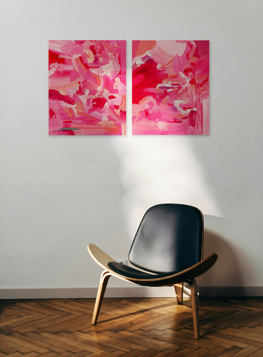 No Gold – abstraktes Gemälde Pink Gold, Acryl auf Leinwand 2x73x60 cm