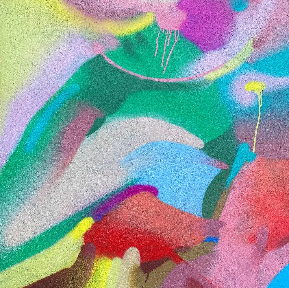 Detailansicht Mural von Pink und Gold – handwerkliche Qualität